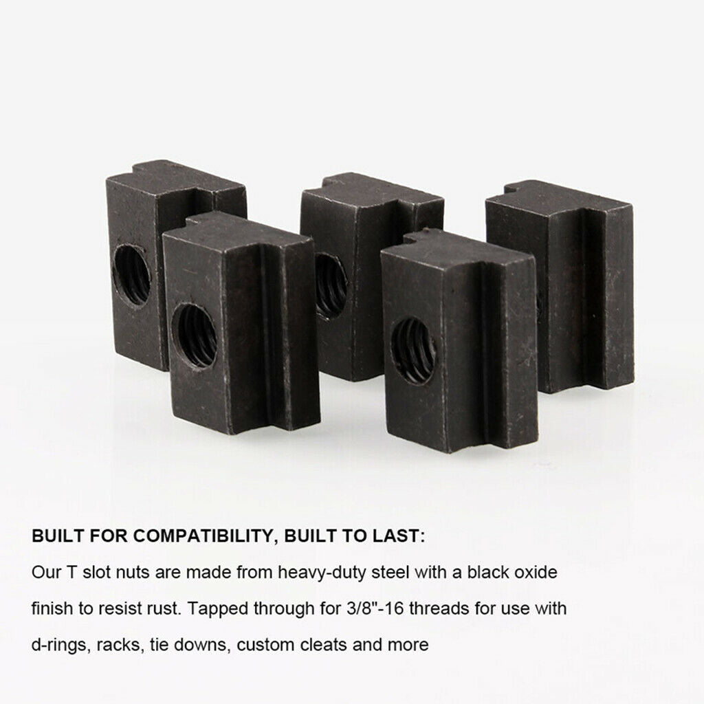 Set of 5 T-Slot Nut T-nut Oxide Finish 3/8"-16 Threads for  Tacoma Truck