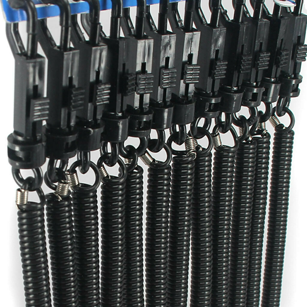 12x Retractable Coil Key Chain Theftproof Plastic String Keyring Black