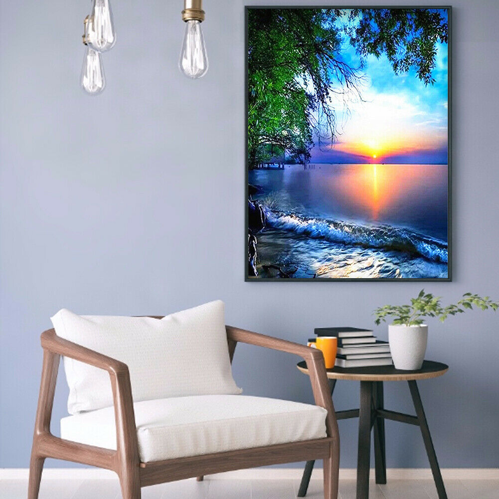Full Square Drill Mosaic DIY Sunrise 5D Diamond Painting Poster Art Home Decor @