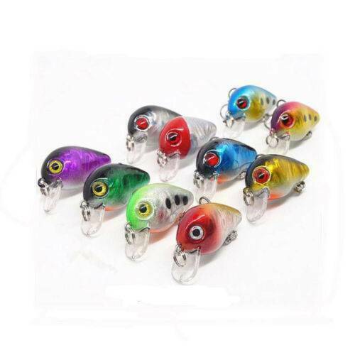 10* Fishing Lures Lots Of Mini Minnow Fish Bass Tackle Hooks Baits Crankbait US