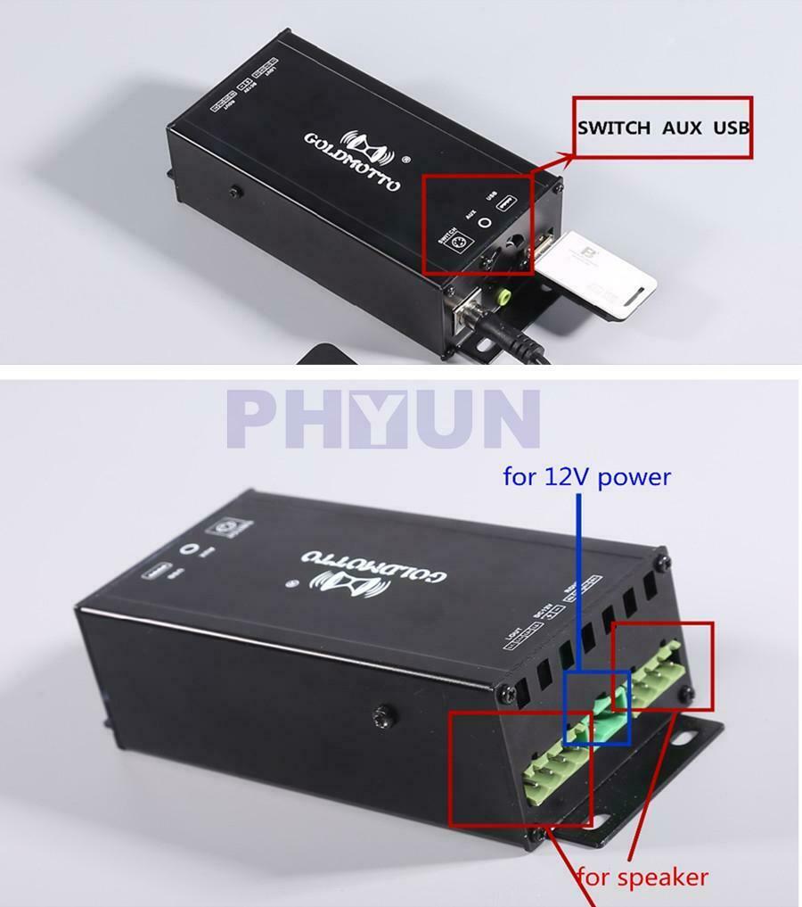 Speakers Audio Amplifier MP3 Player Bluetooth For Motorcycle ATV FM Radio
