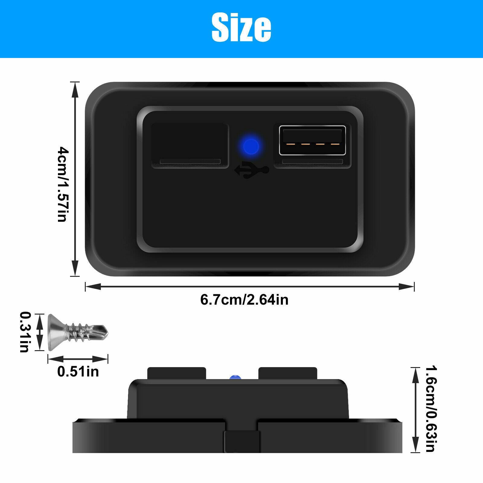 12V/24V LED Dual USB Car Fast Charger Socket Power Outlet For RV Car Boat Marine
