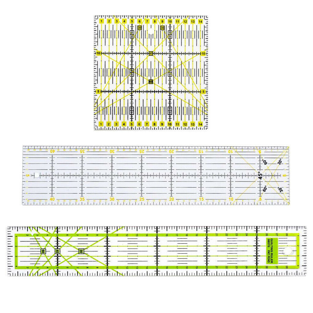 3pcs Acrylic Square Rectangle Square Quilting Drawing Patchwork Sewing Rulers