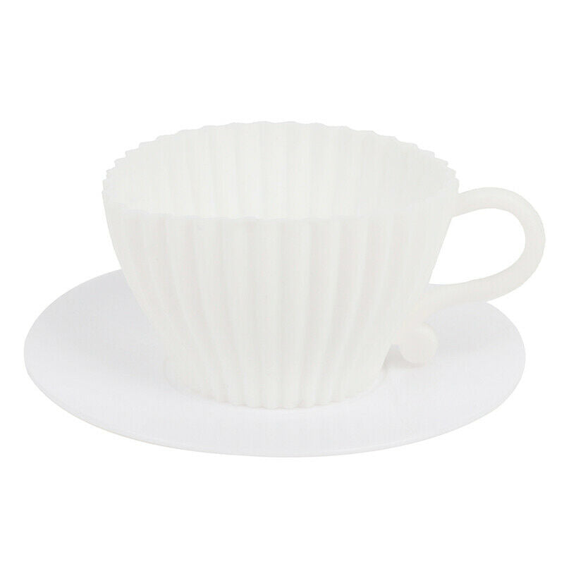 4Set Silicone Cupcake Cups Muffin Baking Cake Tea Teacup Mold Baking Suppl FdDF