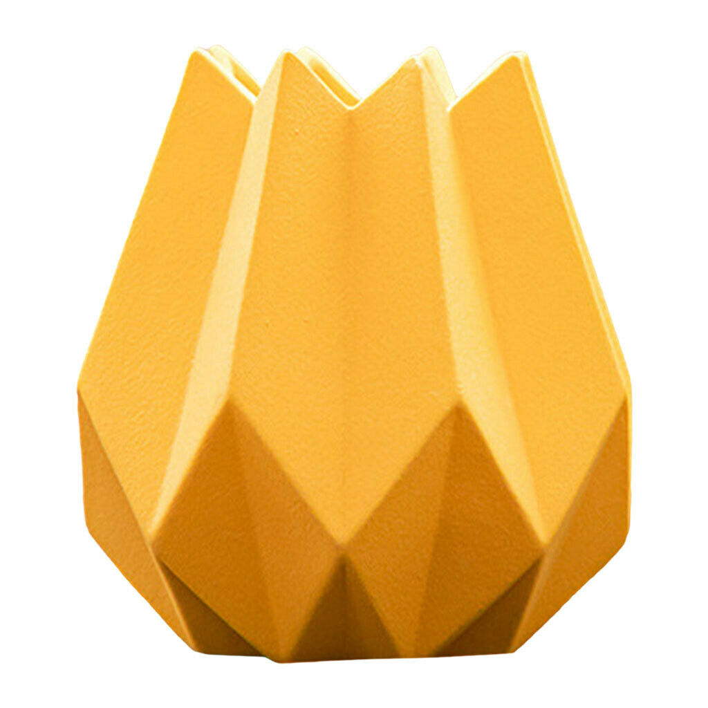 Imitation Origami Ceramic Flower Vase Furnishing Home Desktop Decor Yellow