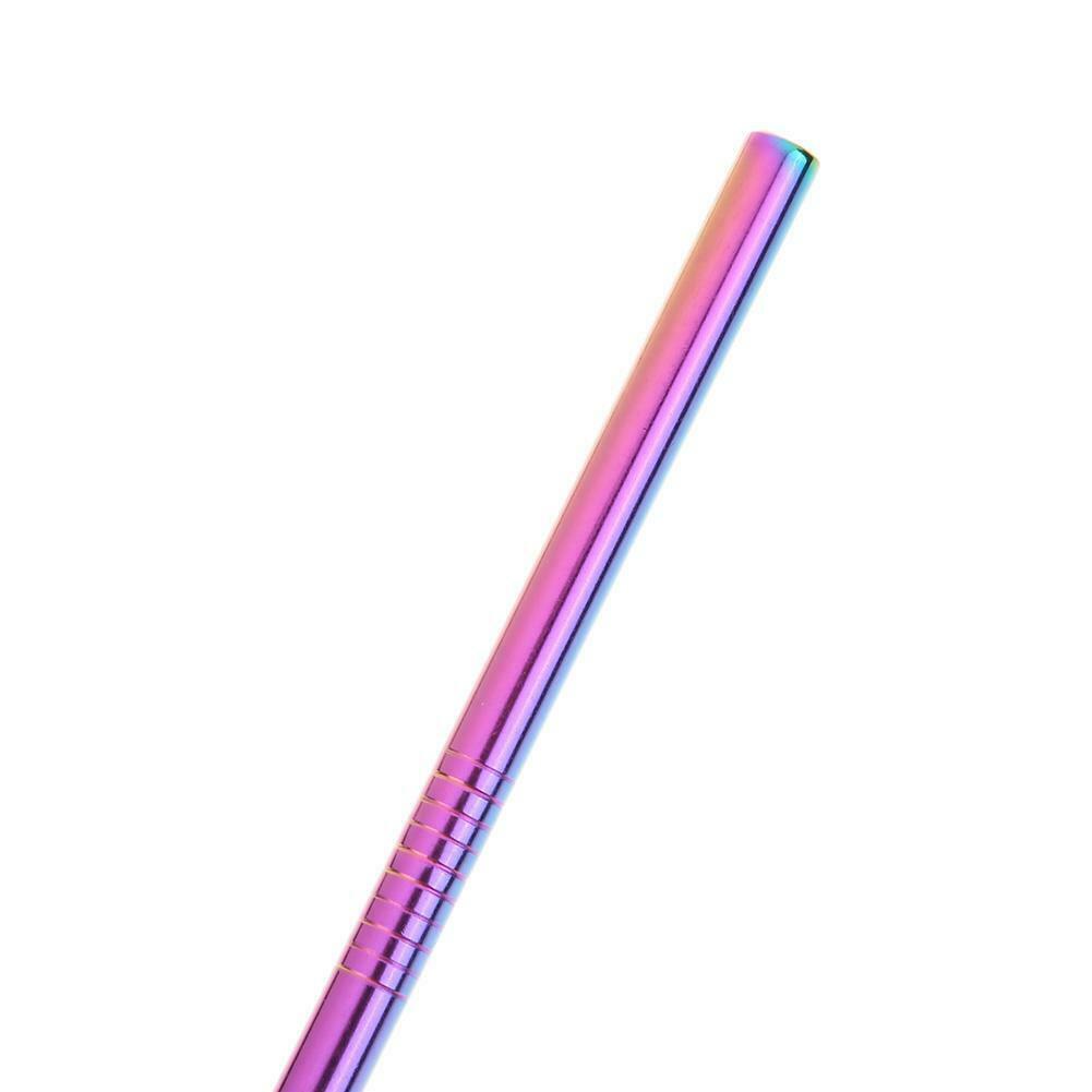 2x Reusable Stainless Steel Metal Drinking Straws +1x Cleaning Brush Home P A#S
