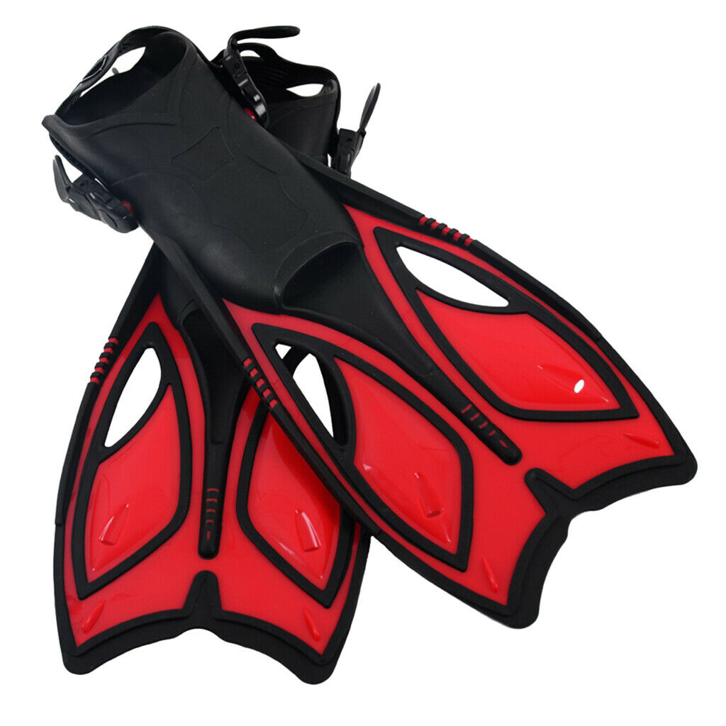 Adjustable Adults Flippers Swimming Snorkeling Diving Training Fins Red M