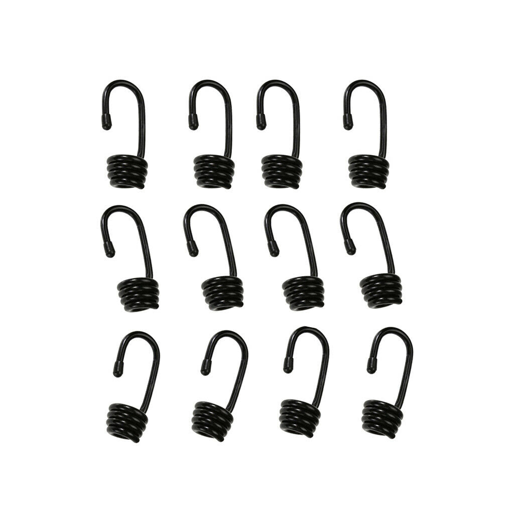 12Pcs Spiral Bungee Shock Cord Hooks 6mm Elastic Rope Clips For Boat Tarps
