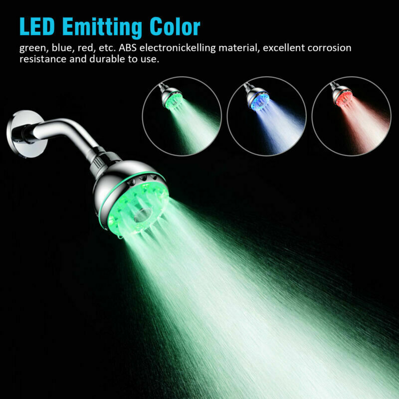 RGB Colorful Shower Head Home Bathroom 7 LED Colors Changing Water Glow Light US