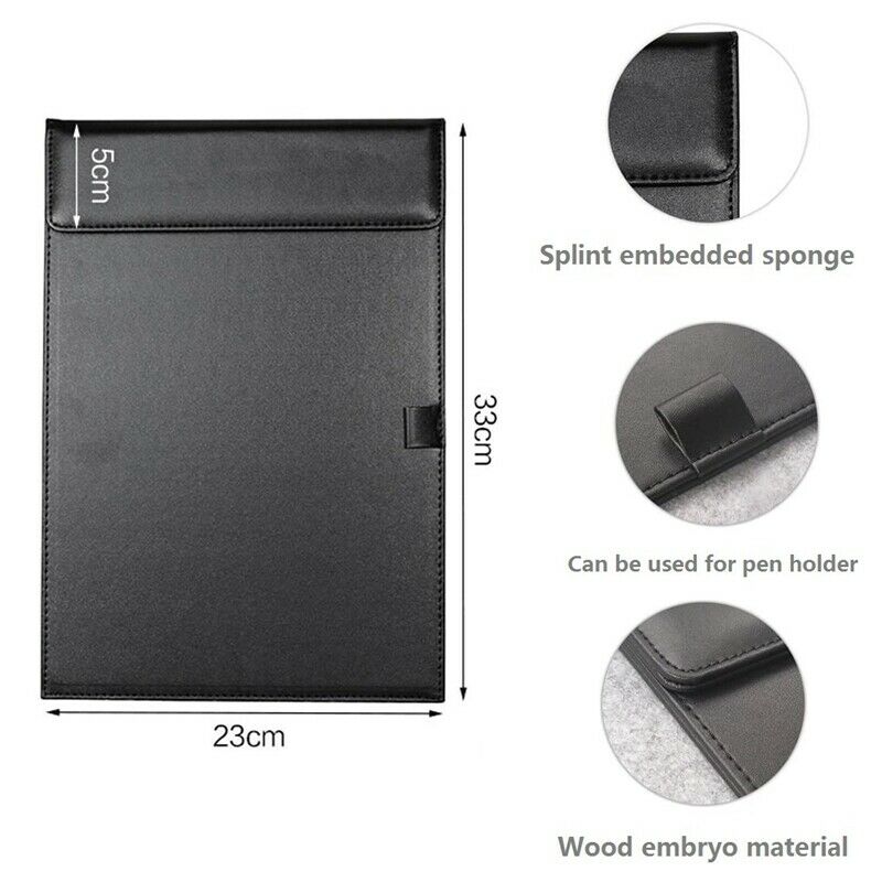 A4 PU Leather Storage Office Folder Clipboard, Letter Size Clip Hardboard, MP6I3