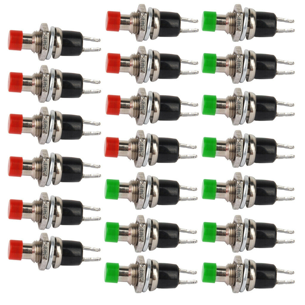 20pcs Mini Push Button Switch, Momentary Switches for Railway, DIY Kits - Green
