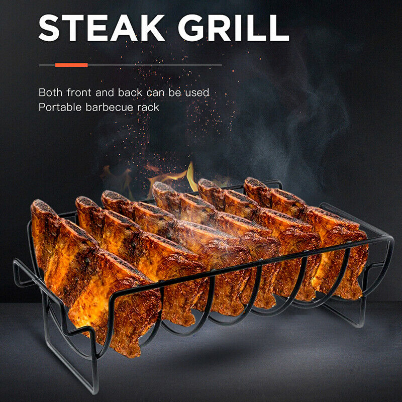 Non-Stick Rib Shelf Stand Barbecue Rib and  Stainless Steel Grilling basketBDAU