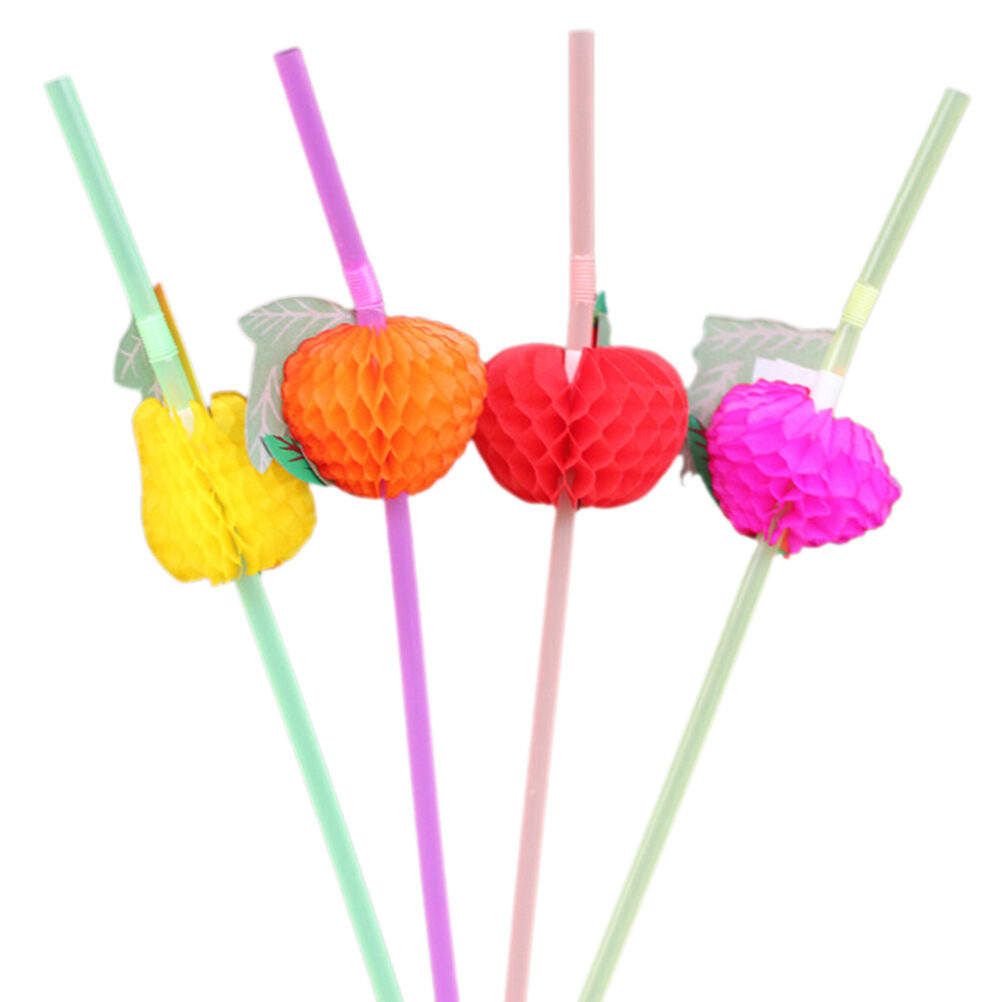 50 Paper Umbrella Plastic Drinking Straw Beach Party Fruit Straw Supply K.l8