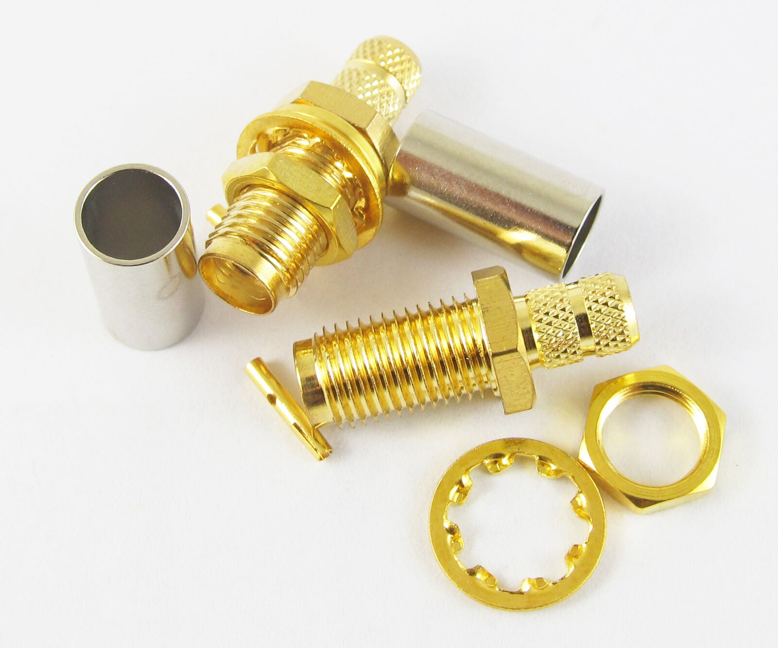100 RF Connector SMA Female Nut Bulkhead Crimp for RG58 RG142 RG223 RG400 LMR195