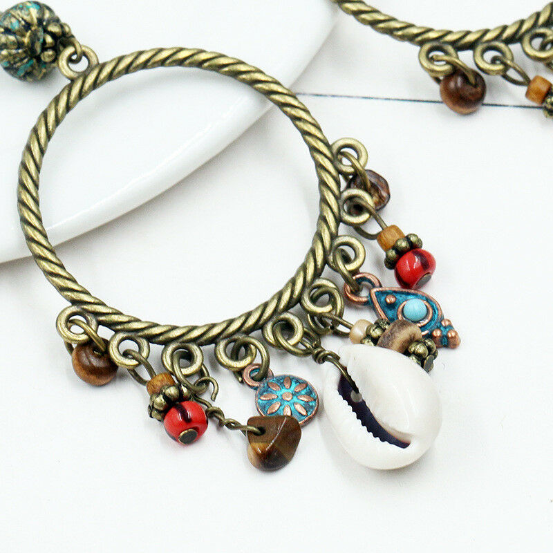 Boho Tassel Shell Flower Circel Round Dangle Drop Hook Ear Stud Earrings Jewelry