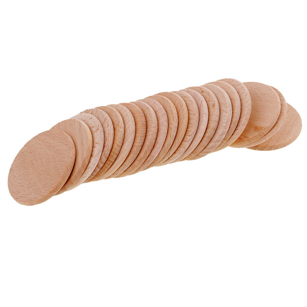20 Pieces Unfinished Wooden Round Discs Embellishment for DIY Craft 36mm