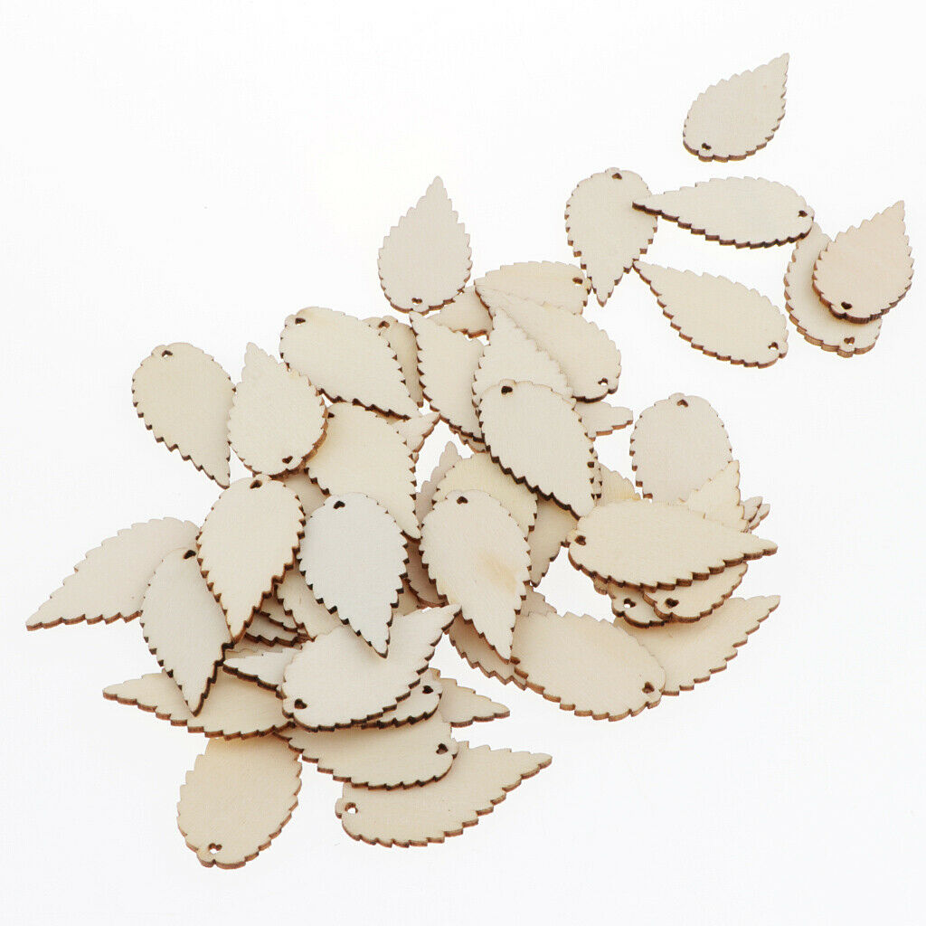 50pcs leaves wooden slices wooden pieces wooden pendants for wedding birthday