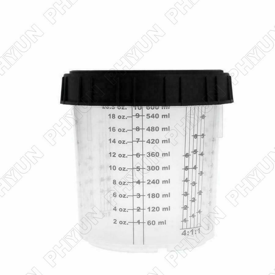 Disposable Paint Spray Gun Paint Mixing Cup PPS Quick Spraying Tank 600ml 22oz