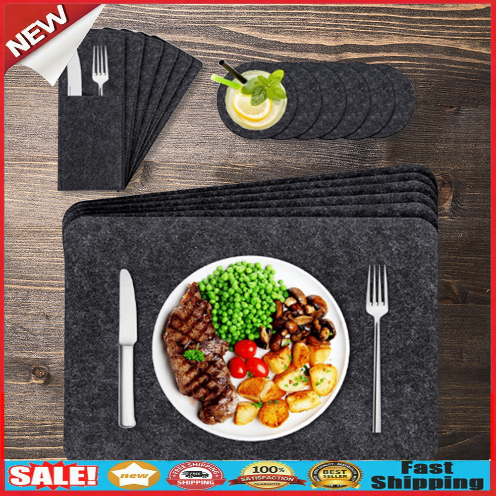 18pcs/set Felt Coaster Dining Table Protector Pad Heat Resistant Placemat @