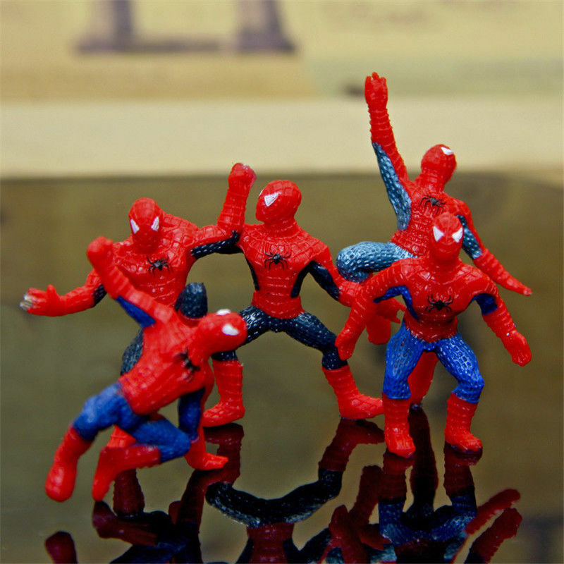 6Pcs Mini Spiderman PVC Figures Toys Spider Man Car Home Decoration Super Heroes