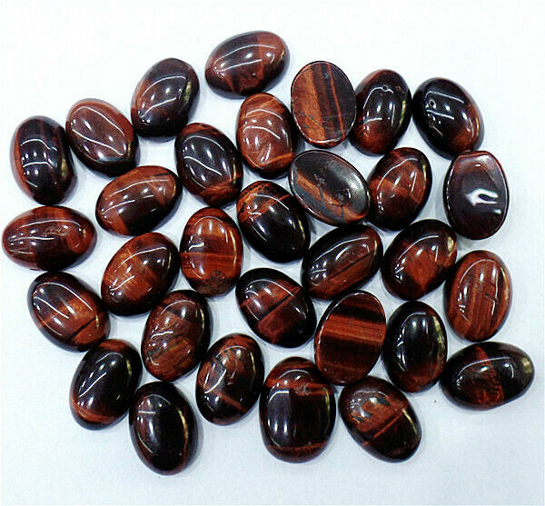 100Pcs 14x10x5mm Wholesale Red Tiger Eye Gem Oval Cab Cabochon DIY HH7117