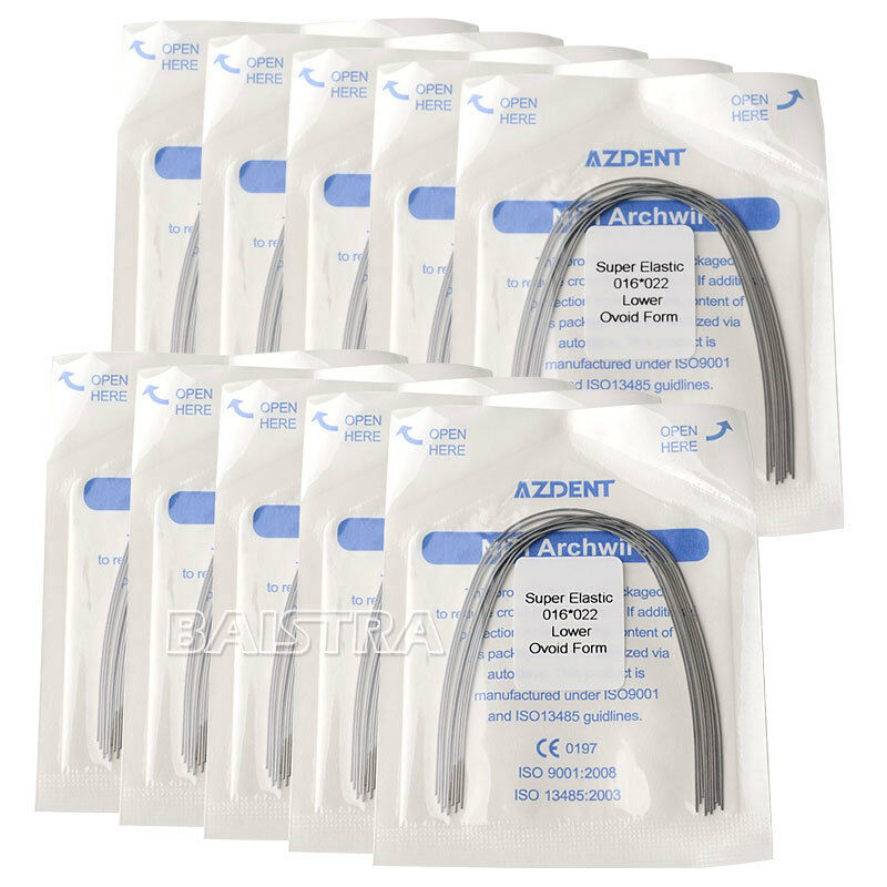 50XDental Ortho Niti Arch Wires Rectangular 16X22 Lower Super Elastic Natural AZ