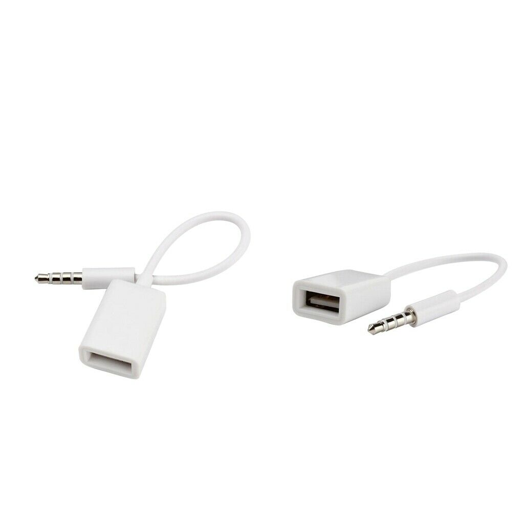 2x AUX to USB Adapter ,3.5mm Male AUX Audio Jack Plug to USB 2.0 Female