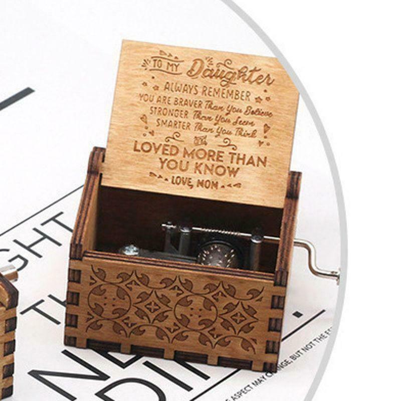 Music Box Hand Crank Engraved Musical Box Personalizable Gift for Daughter