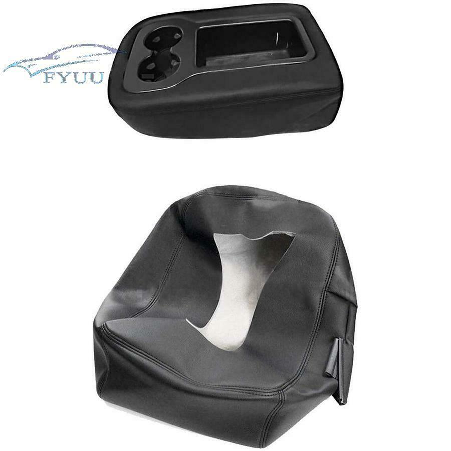 Black Leather Armrest Console Center Lid Cover For 07-13 Silverado Tahoe Sierra