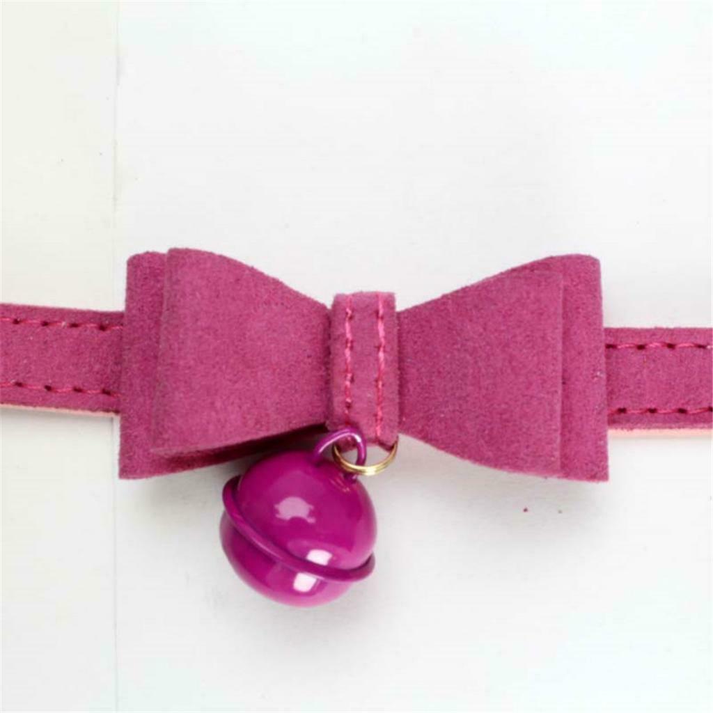 Adjustable Pet Dog Cat Puppy Bow Tie Neck Collar with Bell Rose Red XXS