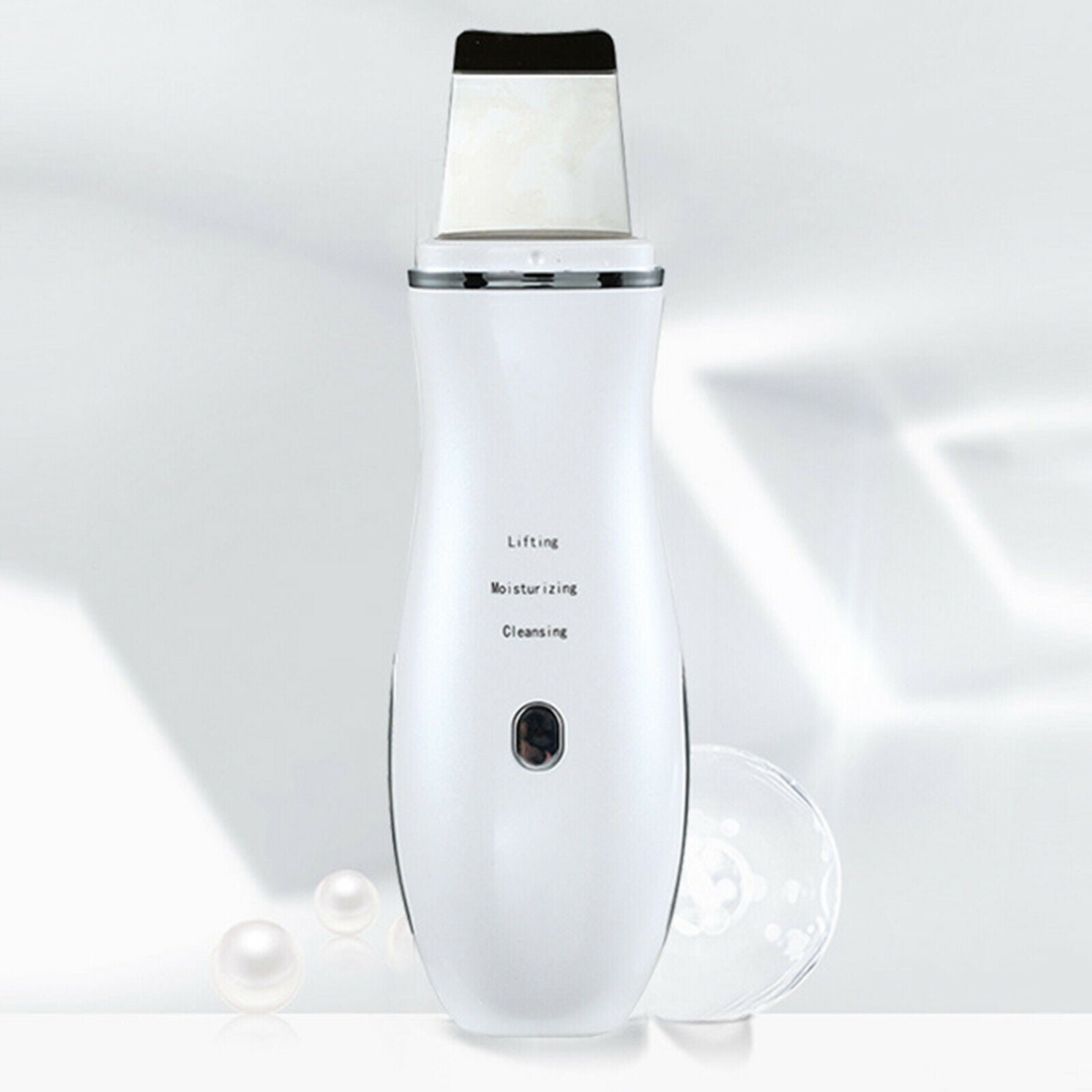 USB Ultrasonic Skin Scrubber Facial Spatula Device Blackhead Remover White