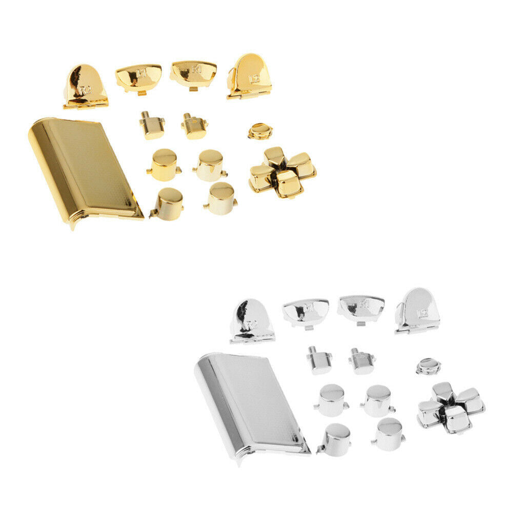 2Piece Replacement Chrome Plating Buttons and Touchpad for PS4 Controller