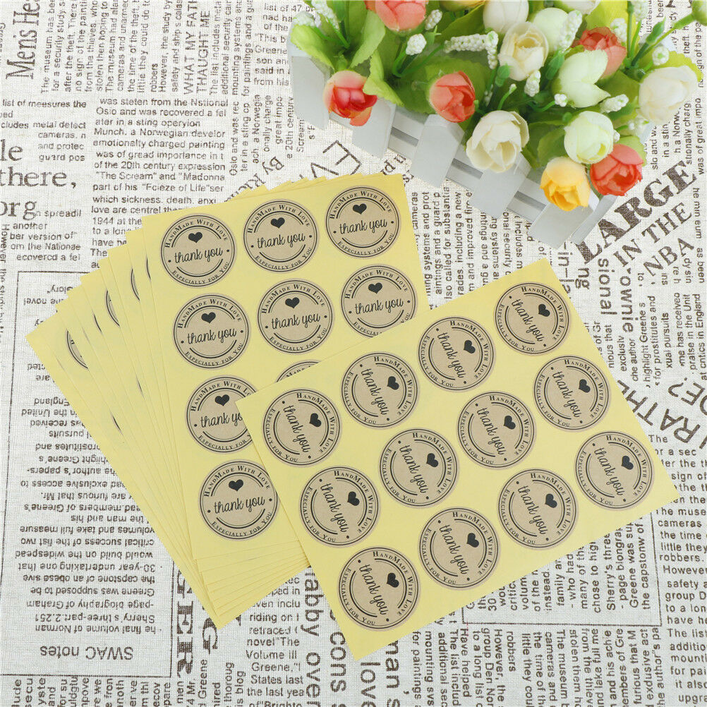120X Thank you Kraft Seal Stickers Paper Label for DIY Gift Cookie Packagi.l8