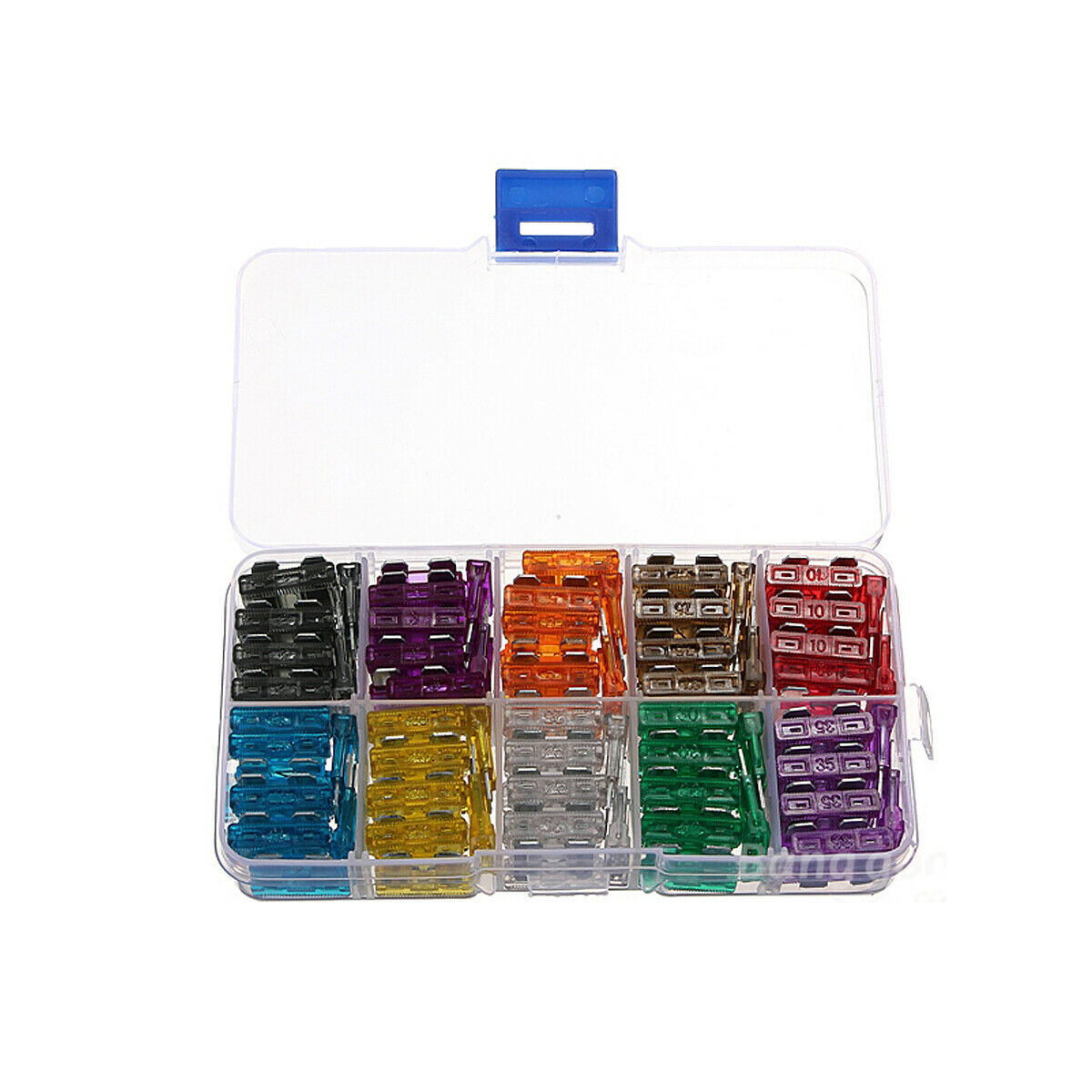 100xKFZ flat plug fuse with box 2A 3A 5A 7.5A 10A 15A 20A 25A 30A 35A