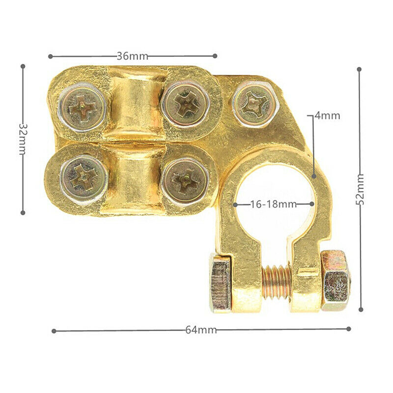 2x Solid Brass Heavy Duty Battery Top Post Cable Terminal Wire Terminals 5 Screw