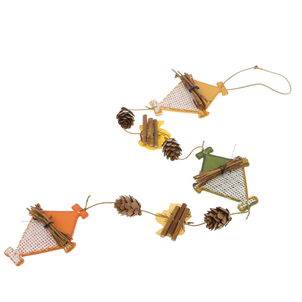 Christmas Pine Cones Leaf Wood Tartan Xmas Tree Party Hanging Ornament Decor