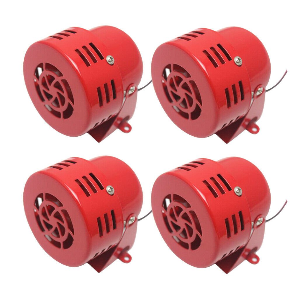 4Pcs 12V 3'' Metal Car Truck Electric Driven Air Raid Siren Horn Alarm Red