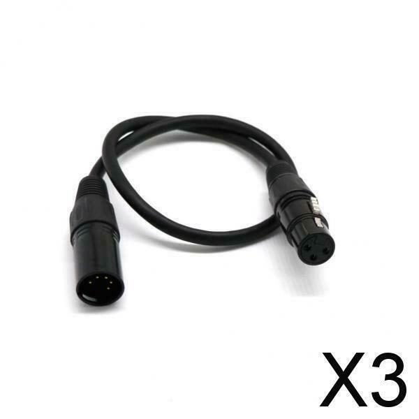 3X 5-Pin Male to 3-Pin Female XLR Turnaround DMX Adapter Cable
