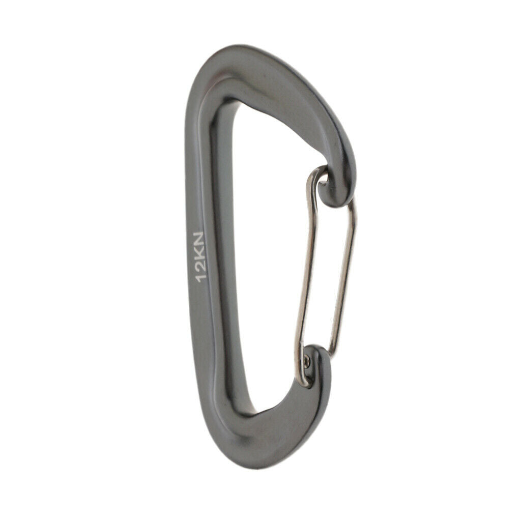 12KN Aluminium Carabiner Clip For Hammocks Climbing Backpack Hook Metal Gray