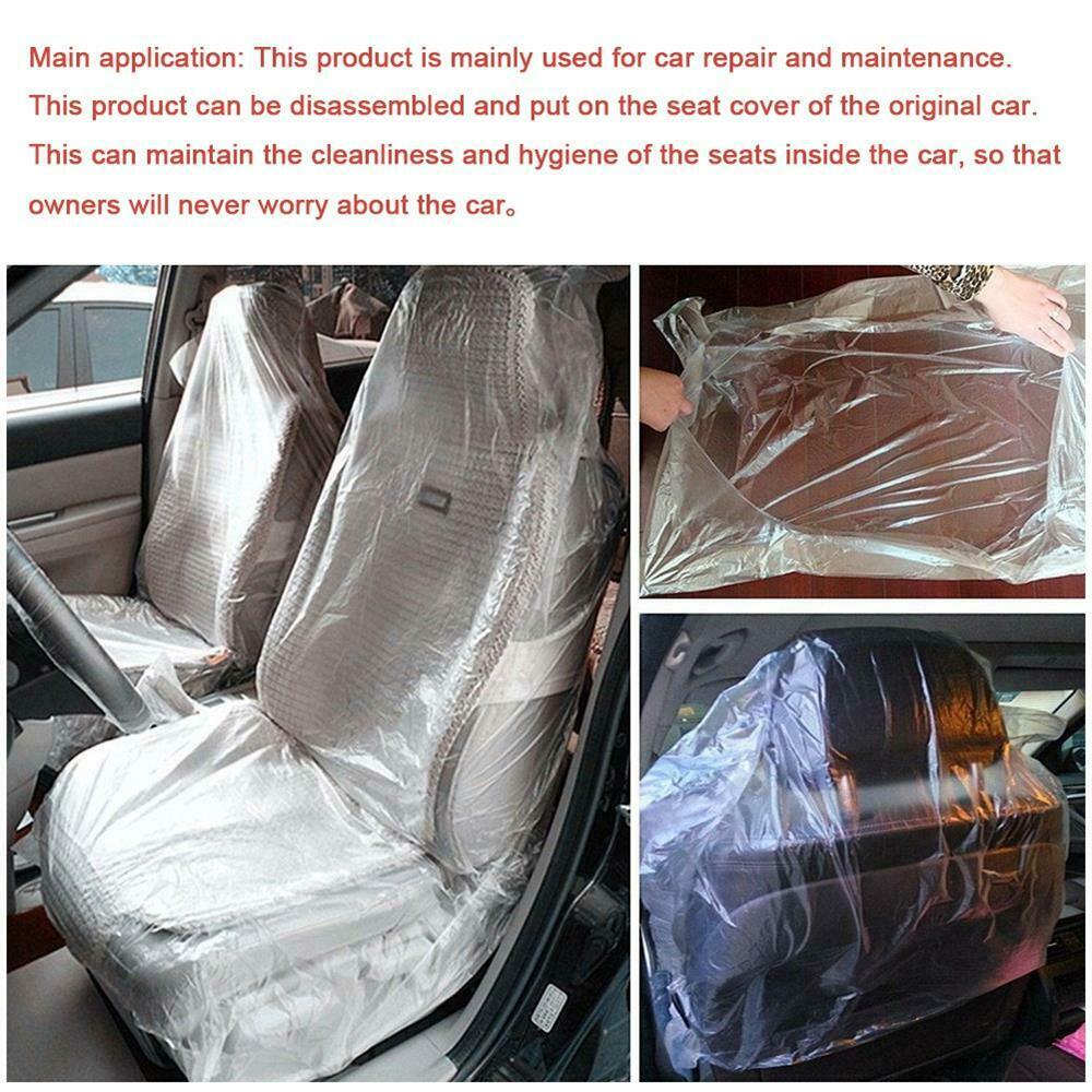100PCS Disposable Car Soft Seat Cover Plastic Waterproof Repair Protective Cover