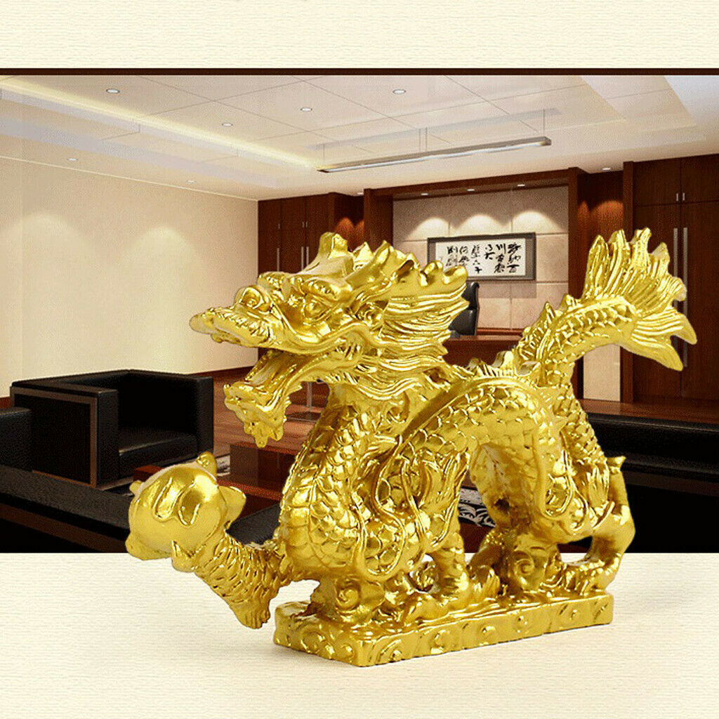 Traditional Dragon Statue Wealth Feng Shui Good Luck Office Car Decoration