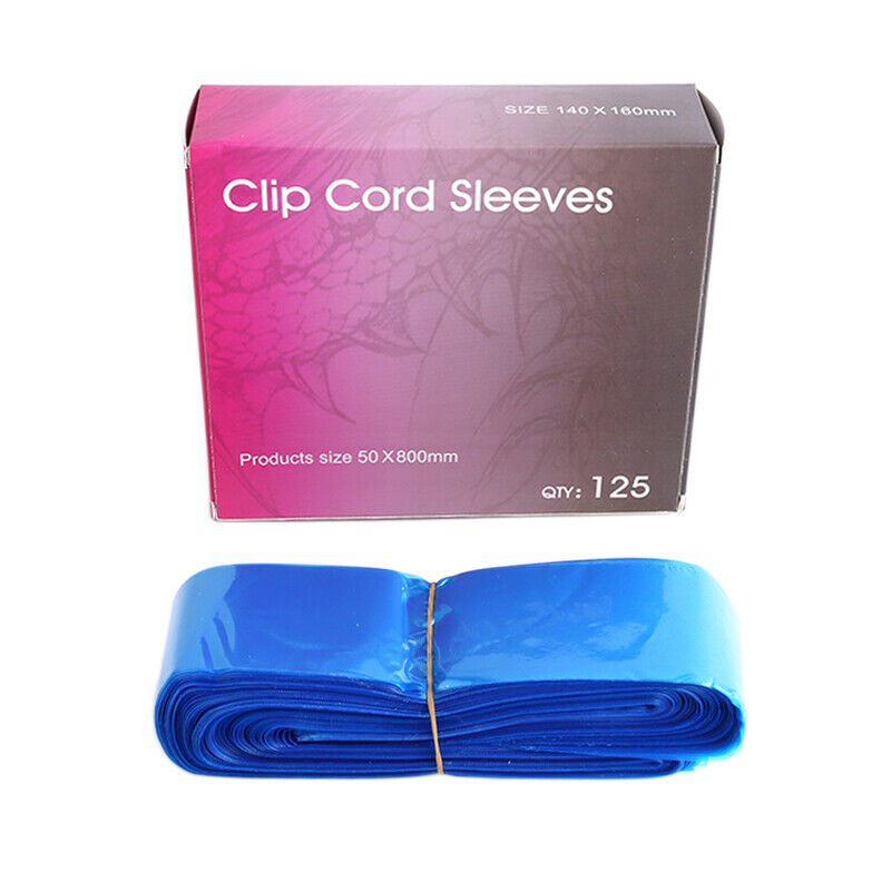 Blue Disposable 125pcs Tattoo Machine Clip Cord Sleeves Cover Bags Supply  BS5