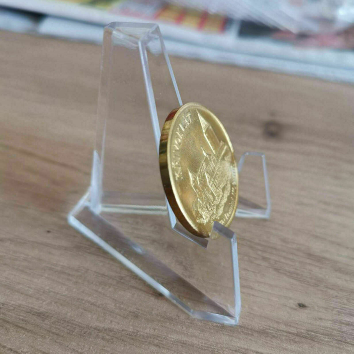 10Pcs Acrylic Display Stands Easel for Coins Cards Holders Thickened Tool Set US