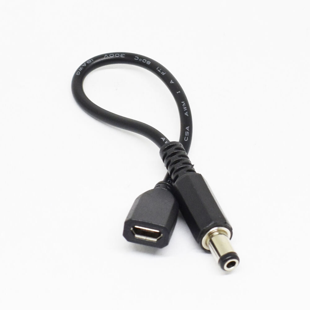 10pcs 5.5x2.5mm Male Plug to Micro 5pin USB Female Socket DC Power Adapter cable