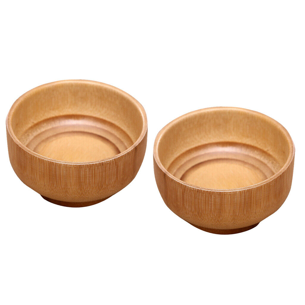 2x Handmade Bamboo Children's Soup Salad Serving Bowl Pasta