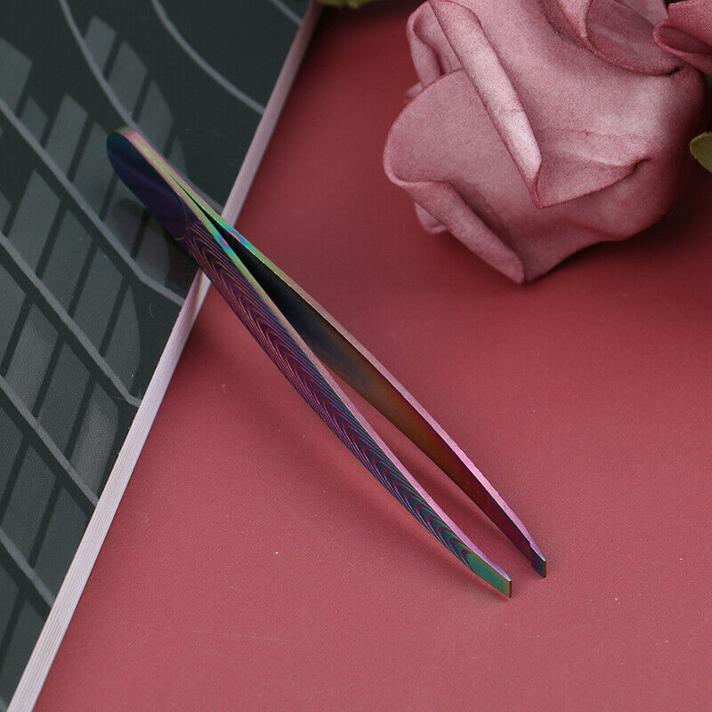 1×Eyebrow Tweezers Clip Slanted Incline Tip Hair Remover Plucker Stainles.l8