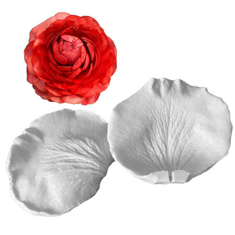 2Pcs Silicone Cake Flower Mold DIY Baking Candy Mould Rose Flower Fondant PaFCA