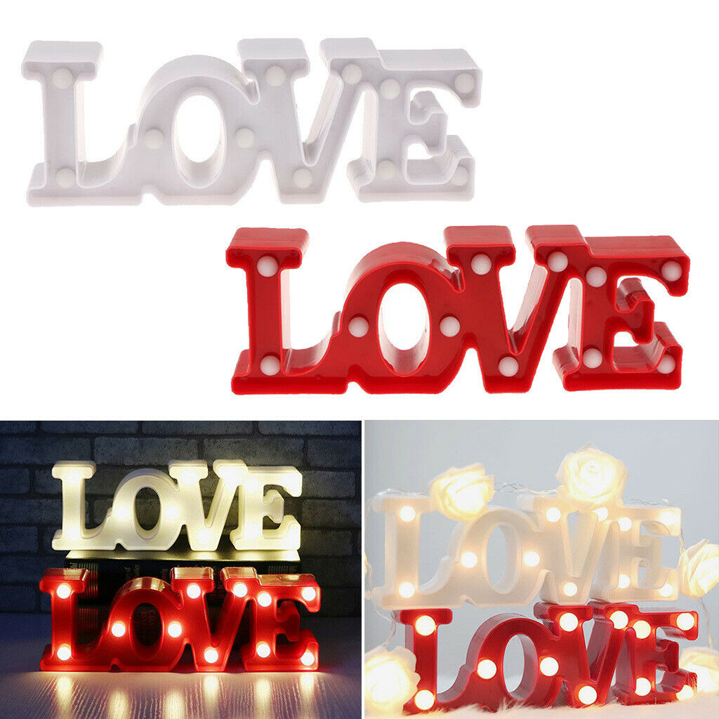 2x Alphabet Letters Lights Light Up Plastic LOVE Night Table Lamp Xmas Decor