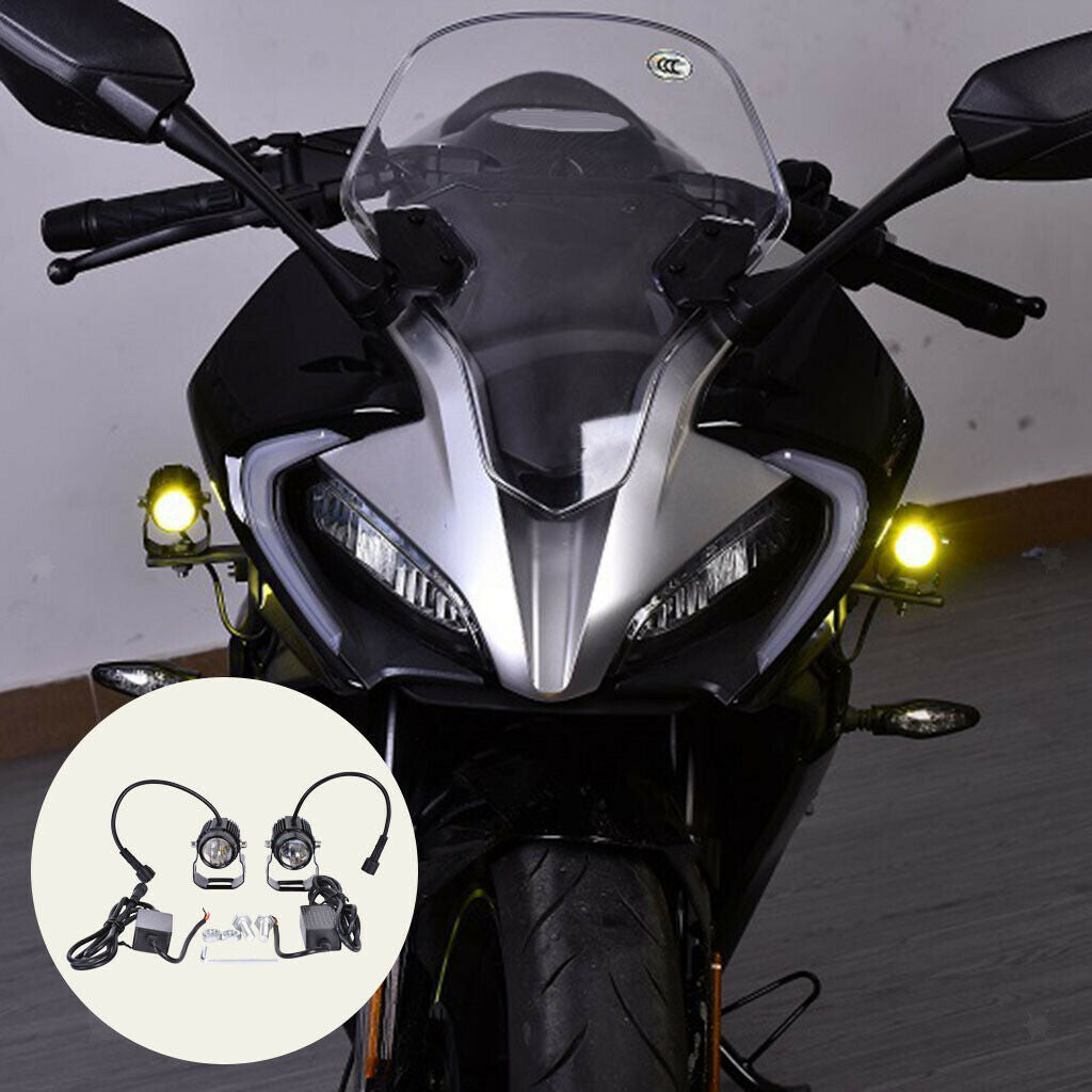1 Pair Auxiliary Lights LED Fog Lights Flood White Yellow Fits for E-Bicycle