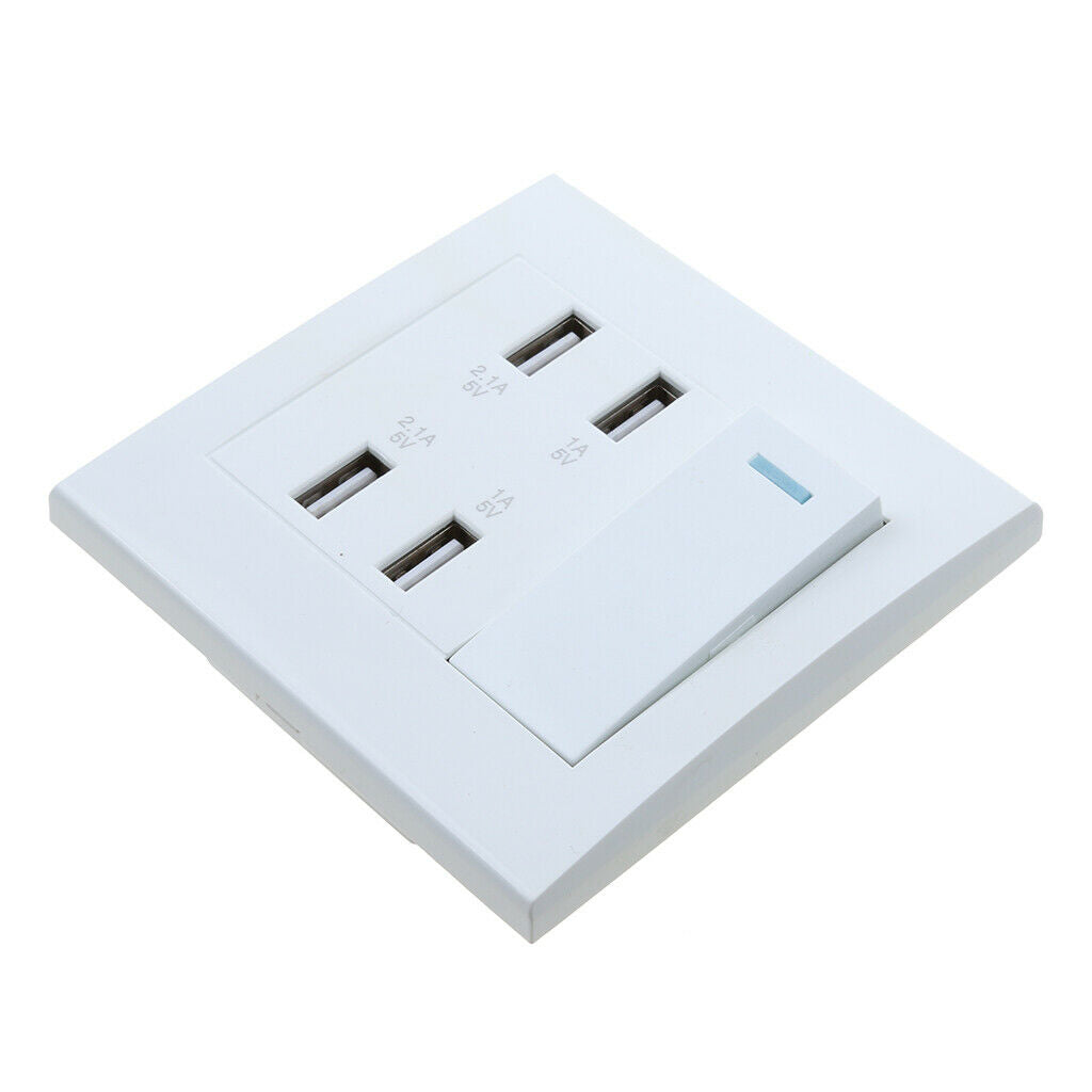 Wall 4 Port USB Socket Charger AC Socket Outlet Panel Panel